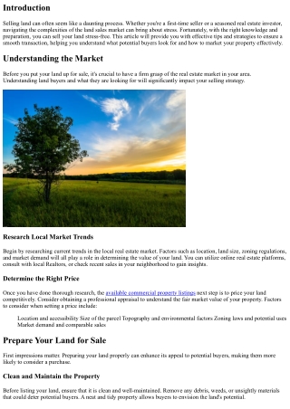 Sell Land Stress-Free: Tips for a Smooth Transaction