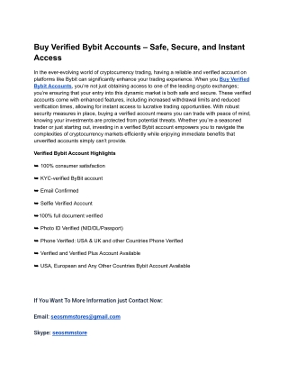 World best Website and fastest delivery To Buy Verified Bybit Accounts