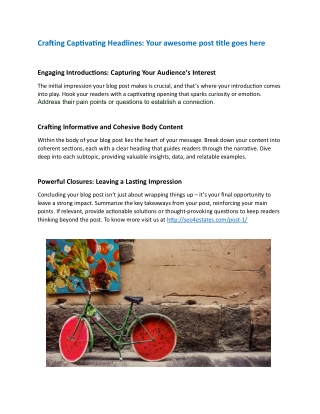 Crafting Captivating Headlines Your awesome post title goes here