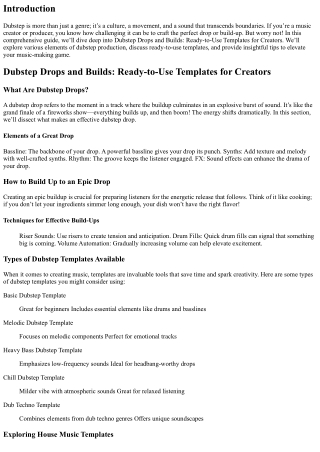 Dubstep Drops and Builds: Ready-to-Use Templates for Creators