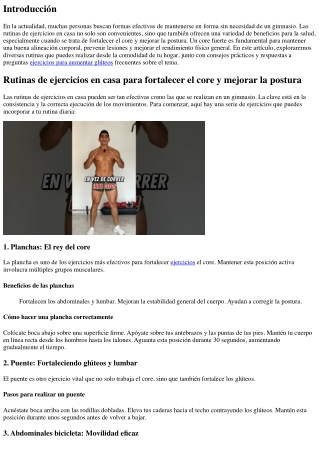 **Rutinas de ejercicios en casa para fortalecer el core y mejorar la postura**