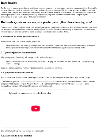 **Rutina de ejercicios en casa para perder peso: ¡Descubre cómo lograrlo!**
