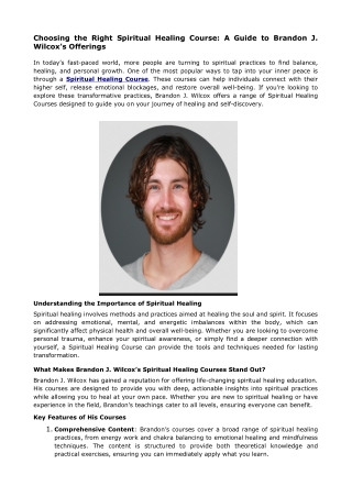 Choosing the Right Spiritual Healing Course_ A Guide to Brandon J. Wilcox's Offerings
