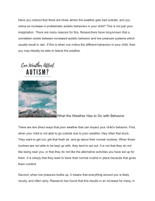 Weather Affect Autistic Behaviors_