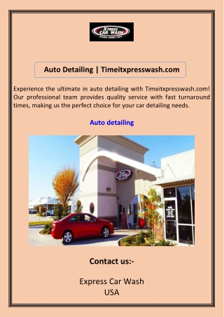 Auto Detailing Timeitxpresswash.com
