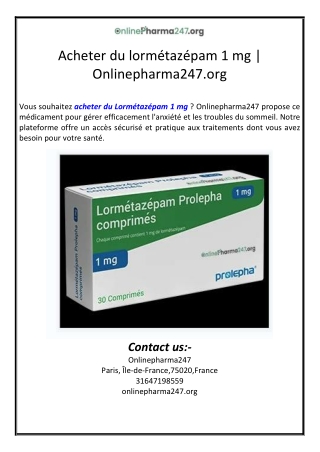 Acheter du lormétazépam 1 mg | Onlinepharma247.org
