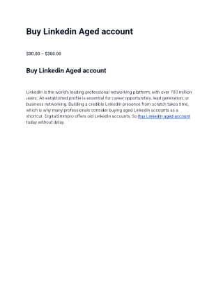 Buy Linkedin Aged account – Fast & Secure Setup | Trusted Sellers
