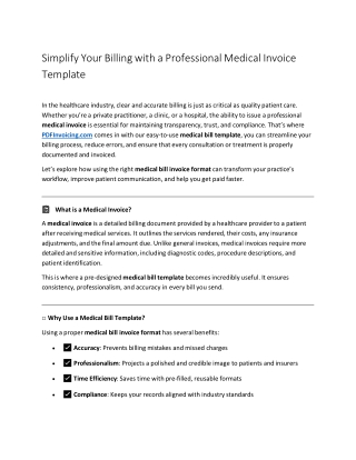 Simplify Your Billing with a Professional Medical Invoice Template
