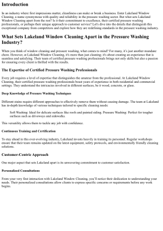 What Sets Lakeland Window Cleaning Apart in the Pressure Washing Industry?