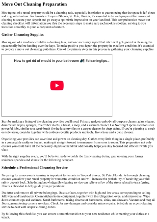 Move Out Cleansing Guidelines For Tenants In Tropical Shores St Pete Florida