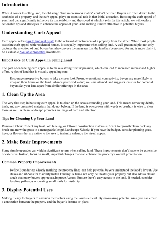 Boosting Curb Appeal to Sell Your Land Faster