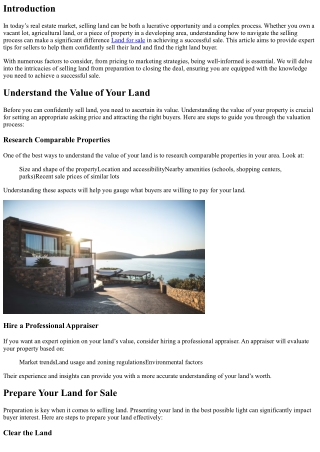 Sell Land with Confidence: Expert Tips for Sellers