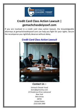 Credit Card Class Action Lawsuit  gemachchasdeiyosef.com