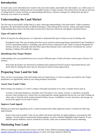 The Ins and Outs of Selling Land for a Profit
