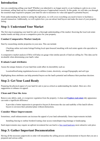 Preparing Your Land for Sale: A Step-by-Step Guide