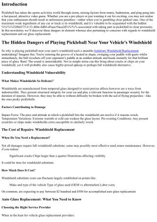 The Hidden Dangers of Playing Pickleball Near Your Vehicle's Windshield