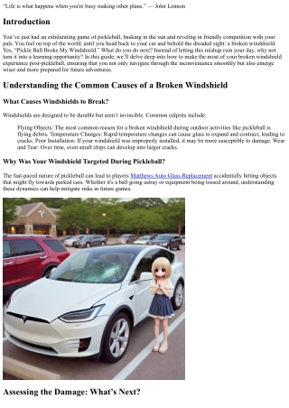 How to Make the Most of Your Broken Windshield Experience Post-Pickleball