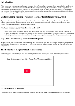 Understanding the Importance of Regular Roof Repair with Avalon