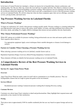 A Comprehensive Review of the Best Pressure Washing Services in Lakeland Florida