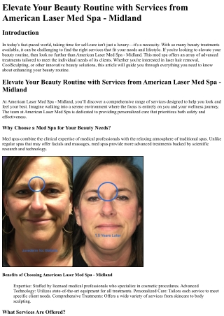 Elevate Your Beauty Routine with Services from American Laser Med Spa - Midland