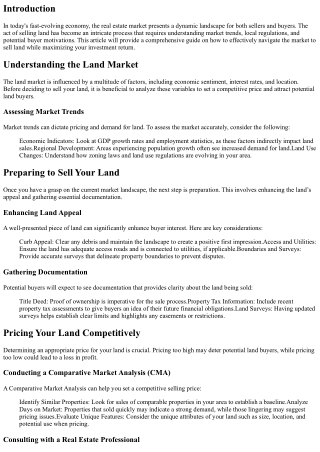 Navigating the Market: Selling Land in Today's Economy