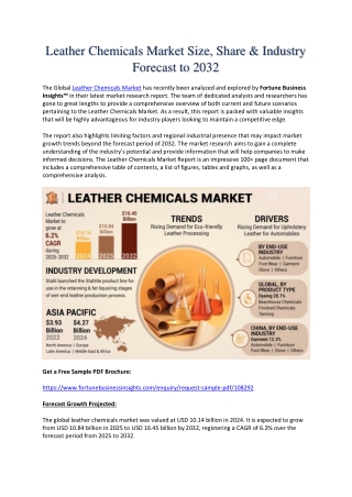 Leather Chemicals Market Size and Future Outlook by 2032