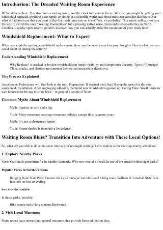 Waiting Room Blues? Transition Into Adventure with These Local Options!
