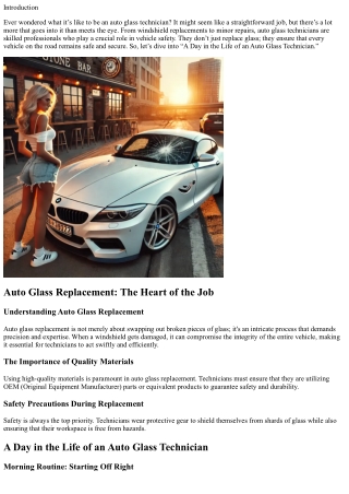 A Day in the Life of an Auto Glass Technician