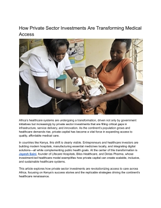 How Private Sector Investments Are Transforming Medical Access