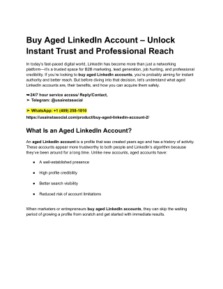 Buy Aged LinkedIn Account – Boost Your Professional Reach Instantly