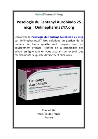 Posologie du Fentanyl Aurobindo 25 mcg  Onlinepharma247.org