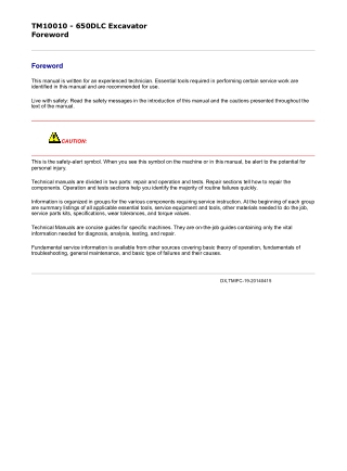 John Deere 650DLC Excavator Service Repair Manual Instant Download (TM10010)