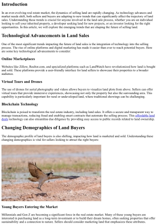 The Future of Selling Land: Trends to Watch