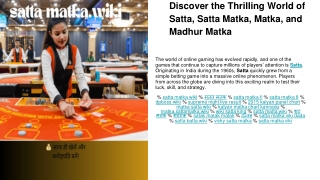 Understanding the Roots of Satta Matka