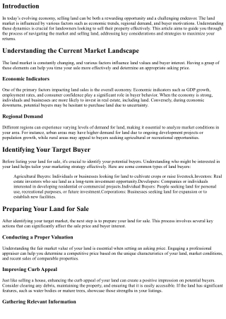 Navigating the Market: Selling Land in Today's Economy
