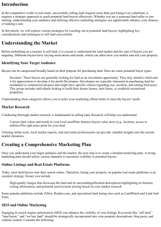 Reaching Out to Potential Land Buyers: Effective Strategies