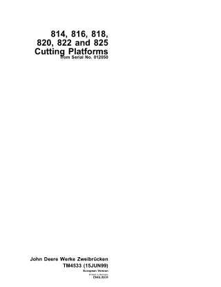 JOHN DEERE 820 CUTTING PLATFORM Service Repair Manual Instant Download (tm4533)