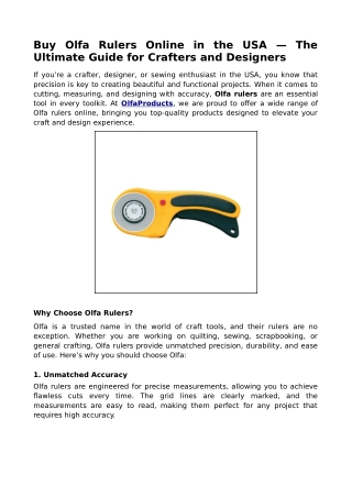 Buy Olfa Rulers Online in the USA — The Ultimate Guide for Crafters and Designers