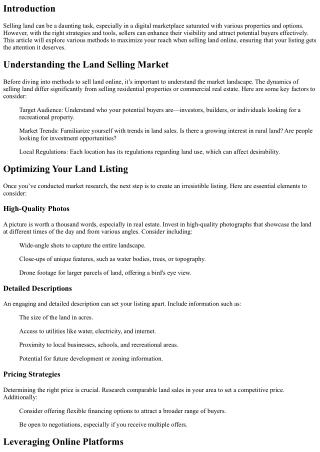 Maximizing Your Reach When Selling Land Online