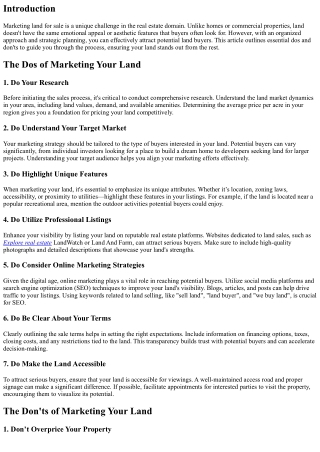 The Dos and Don'ts of Marketing Your Land for Sale