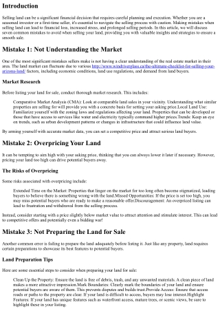 7 Mistakes to Avoid When Selling Your Land