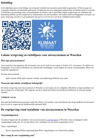 Lokale wetgeving en richtlijnen voor aircosystemen in Woerden