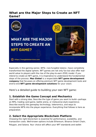 What are the Major Steps to Create an NFT Game?