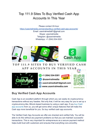 Top 111.9 Sites To Buy Verified Cash App Accounts In This Year