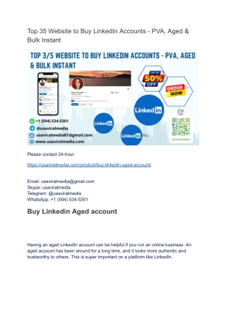 Top 35 Website to Buy LinkedIn Accounts - PVA, Aged & Bulk Instant