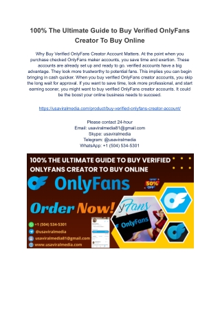 100% The Ultimate Guide to Buy Verified OnlyFans Creator To Buy Online