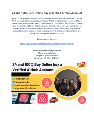 24 and 100% Buy Online buy a Verified Airbnb Account