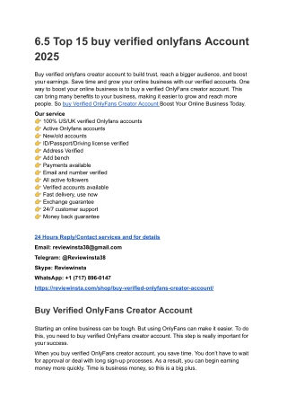 6.5 Top 15 buy verified onlyfans Account 2025