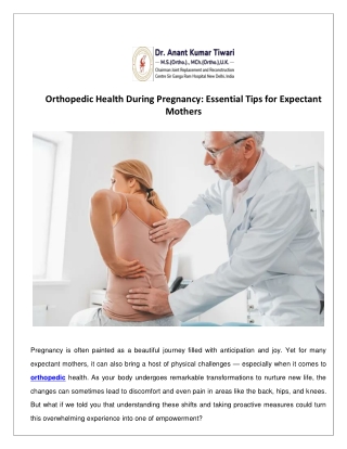 Orthopedic Health During Pregnancy: Essential Tips for Expectant Mothers