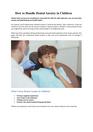 How to Handle Dental Anxiety in Children